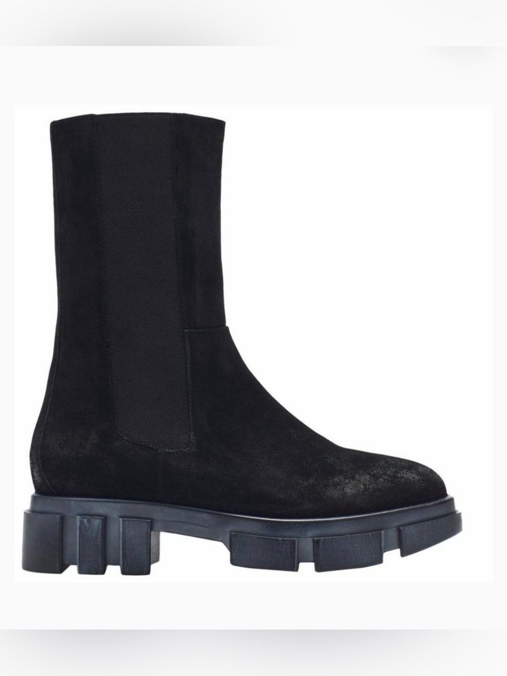 NEW Free People Brooks Midcalf Chelsea Black Suede Boots (38.5)